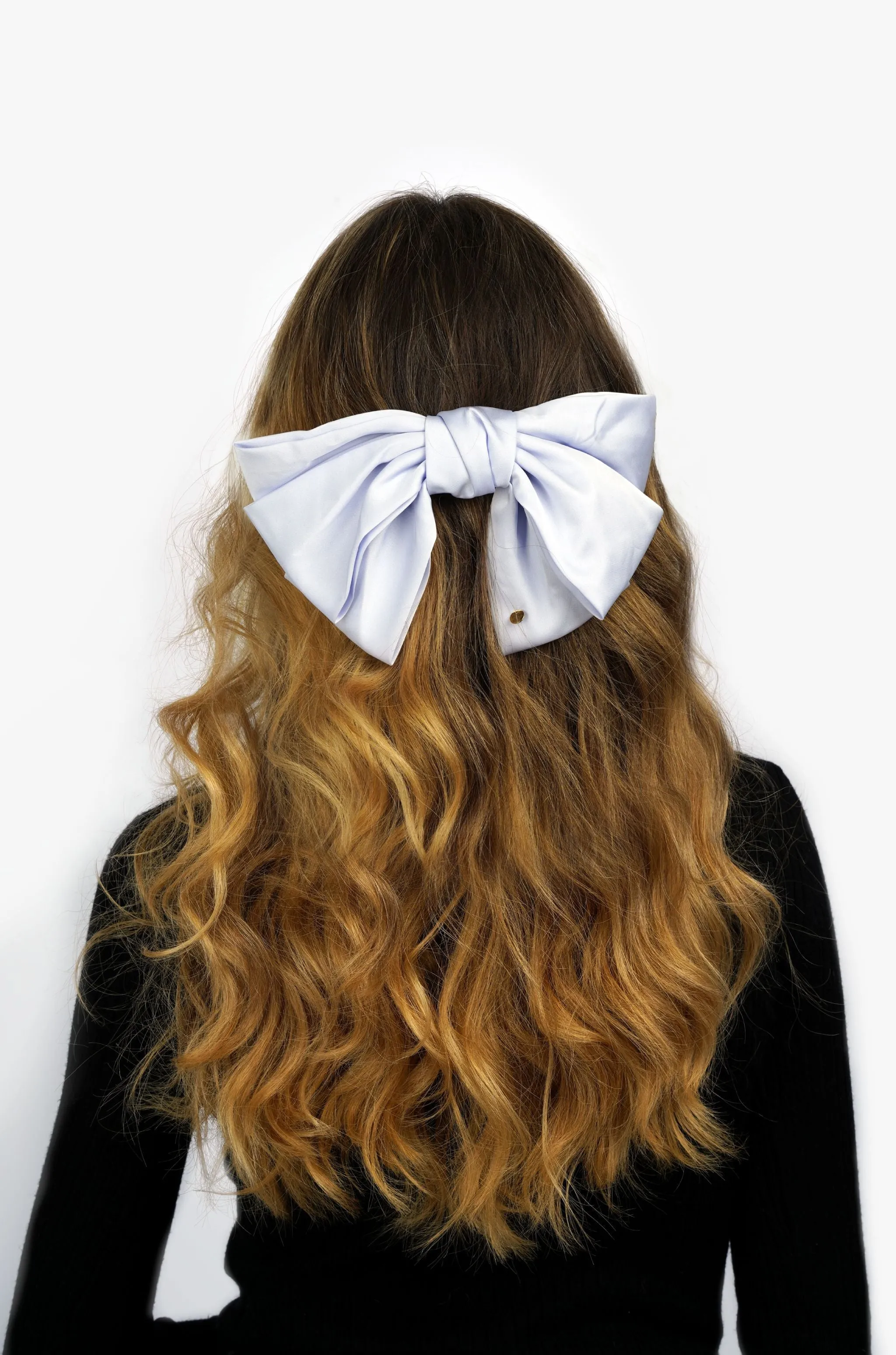 Lottie Oversized Satin Hair Bow - Sky