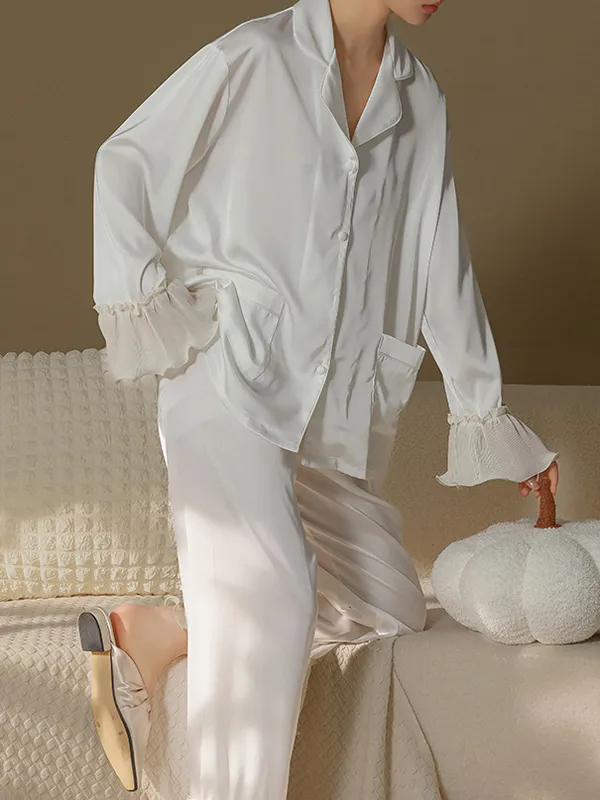 Lotus Leaf Long Sleeve Top & Pants Pajama Set