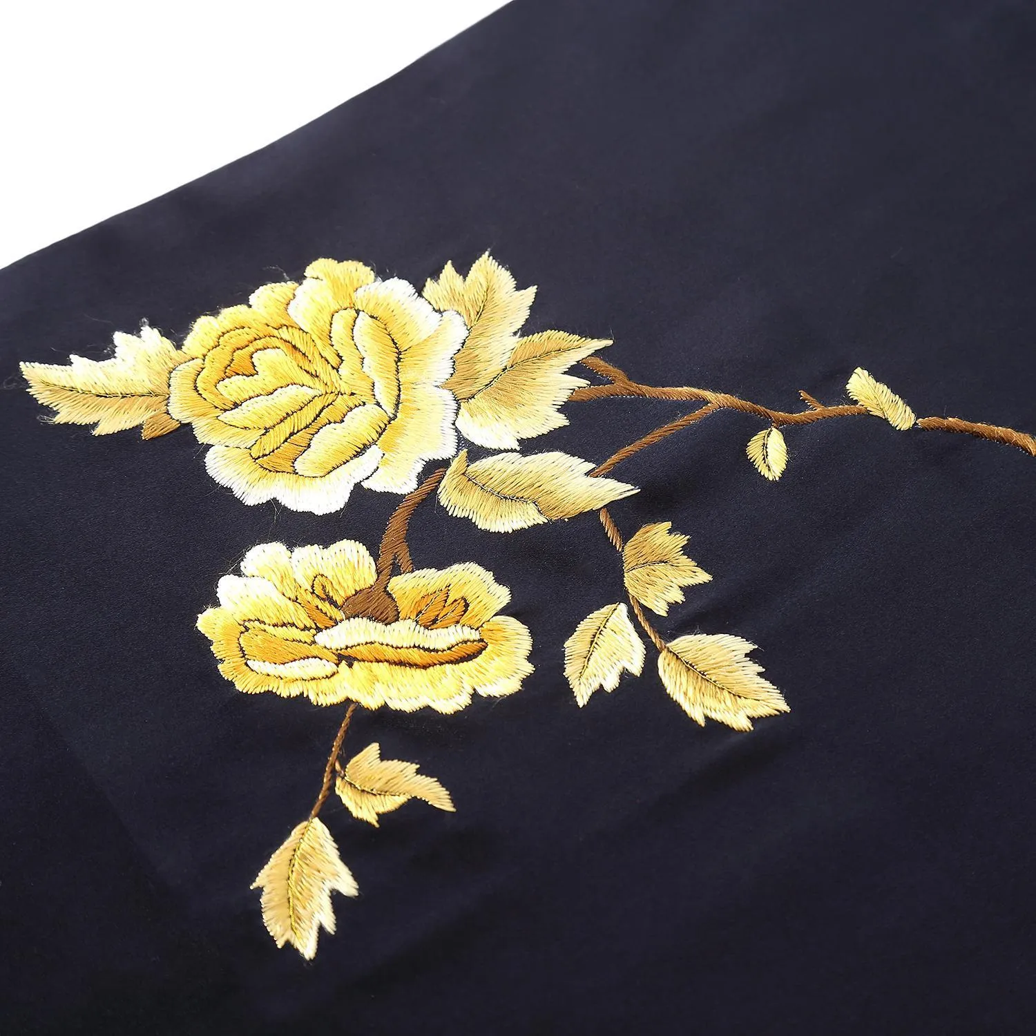 Luxurious Extra Heavy Charmeuse Silk Scarf with Hand Embroidery EMB001