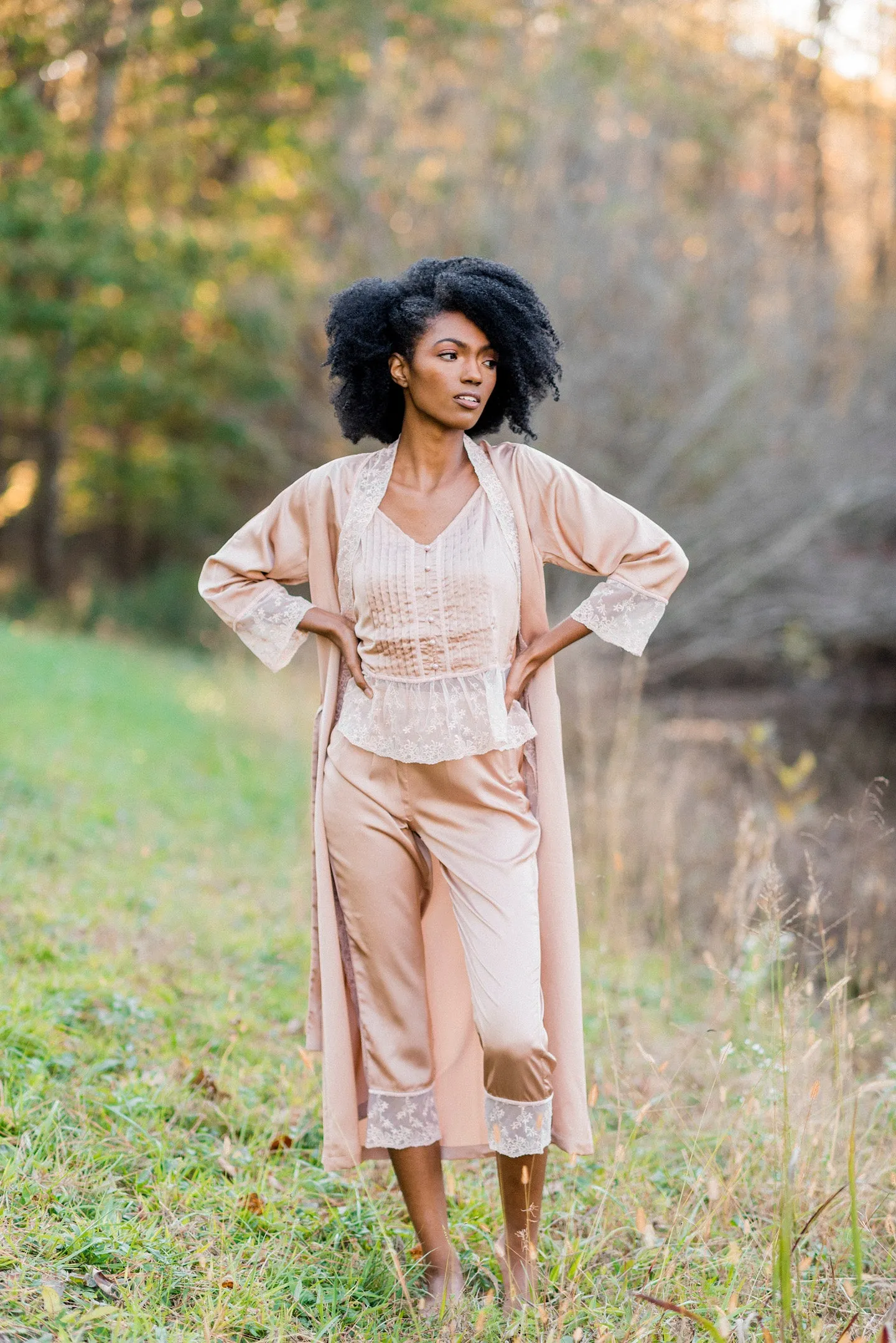 Margaret Lawton's Glamorous Lavender Satin Pajamas