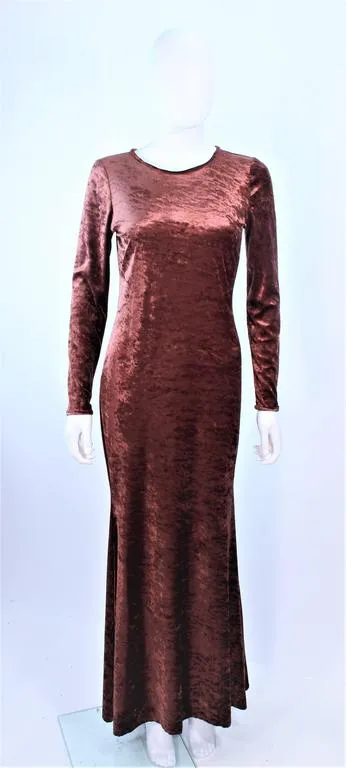 MARLY THOMAS Copper Long Sleeve Velvet Dress Size 4-6