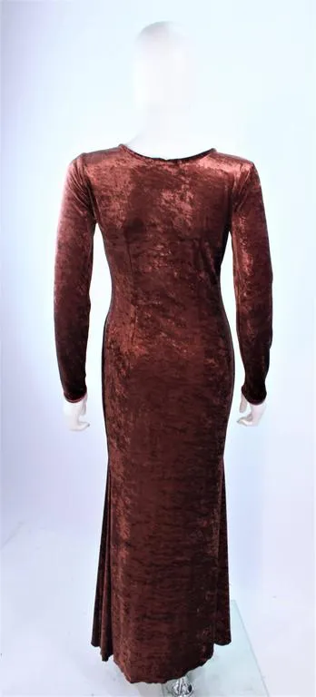 MARLY THOMAS Copper Long Sleeve Velvet Dress Size 4-6