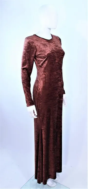 MARLY THOMAS Copper Long Sleeve Velvet Dress Size 4-6