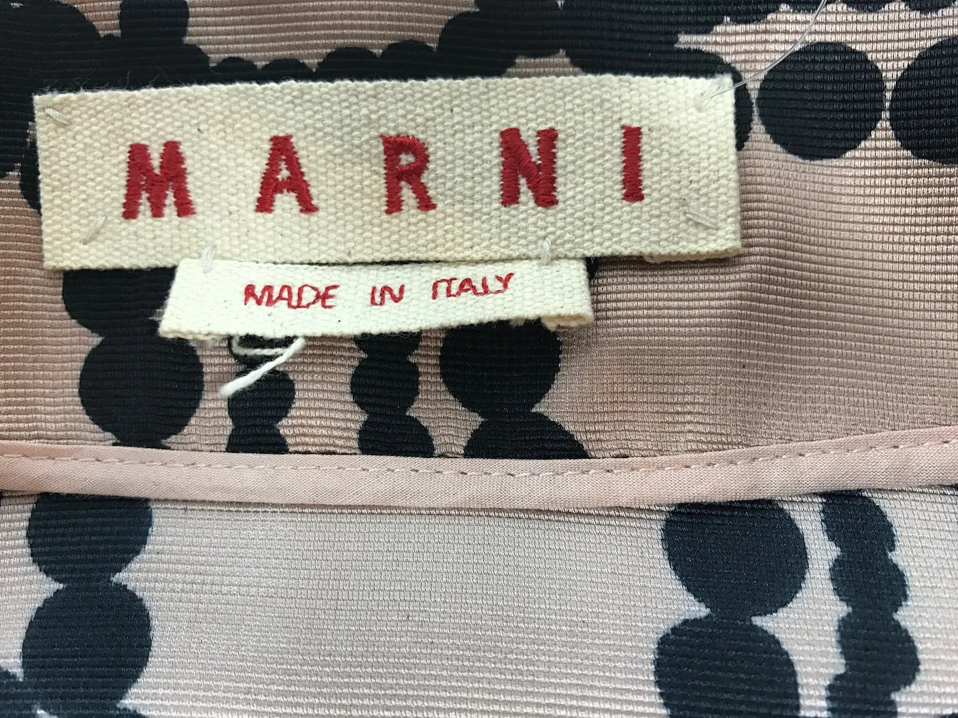 MARNI Cream, Black, and Pink Bow Print Blouse Size US 2-4