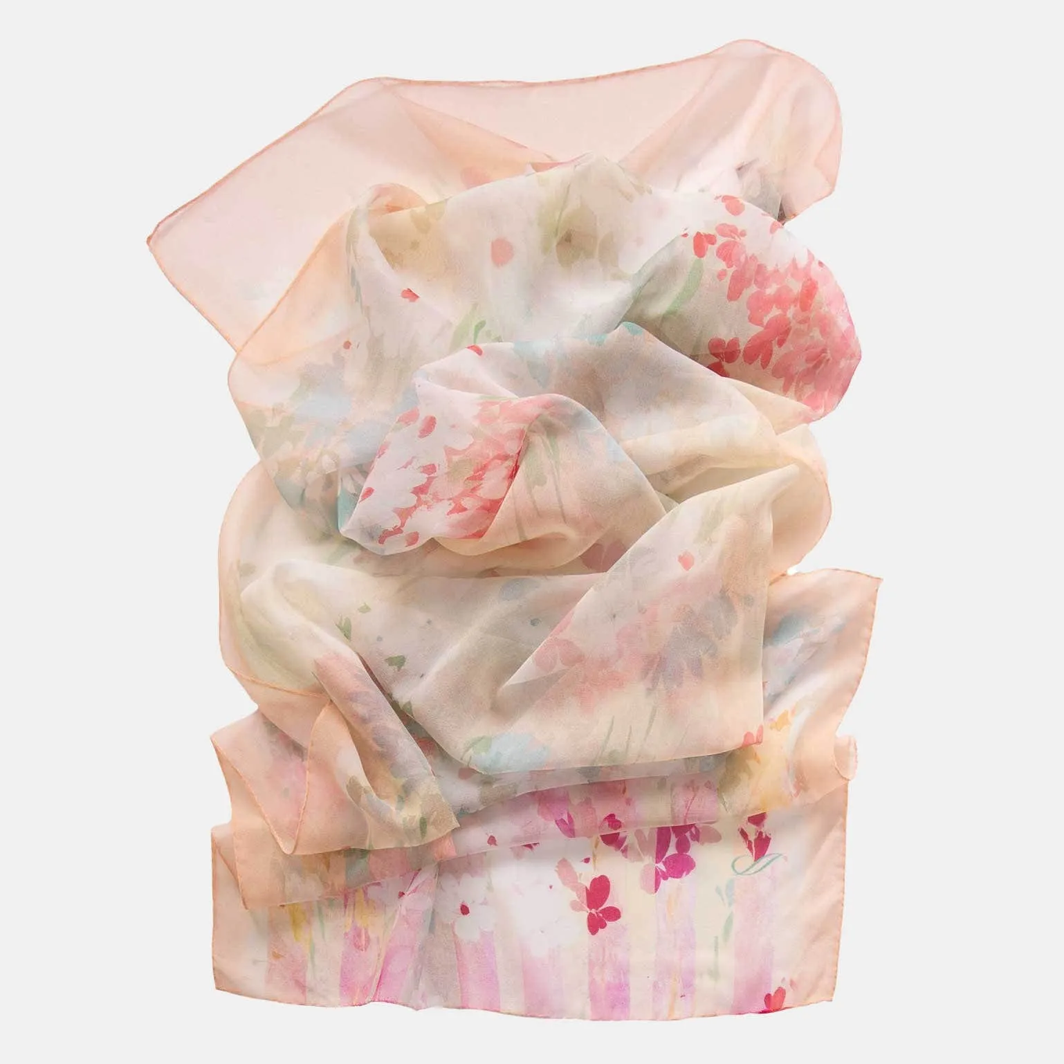 Meadow - Long Sheer Silk Scarf - Salmon Pink