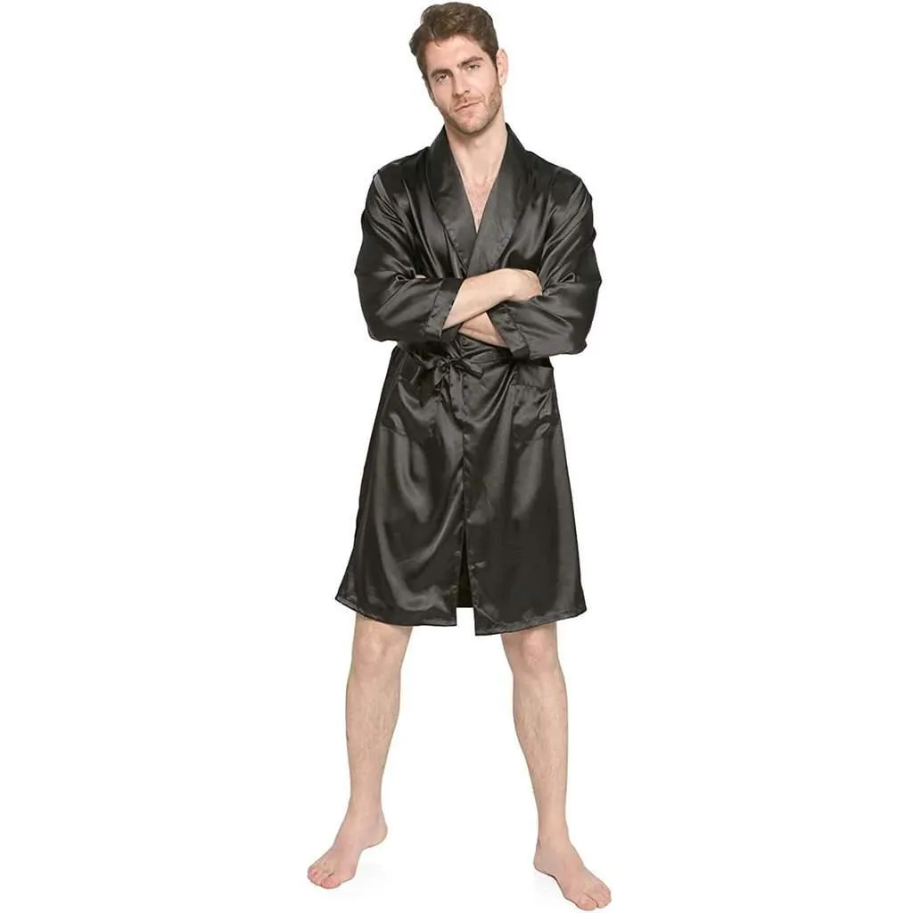 Men's Silk Kimono Robe Long Sleeve Silk Robe for Men