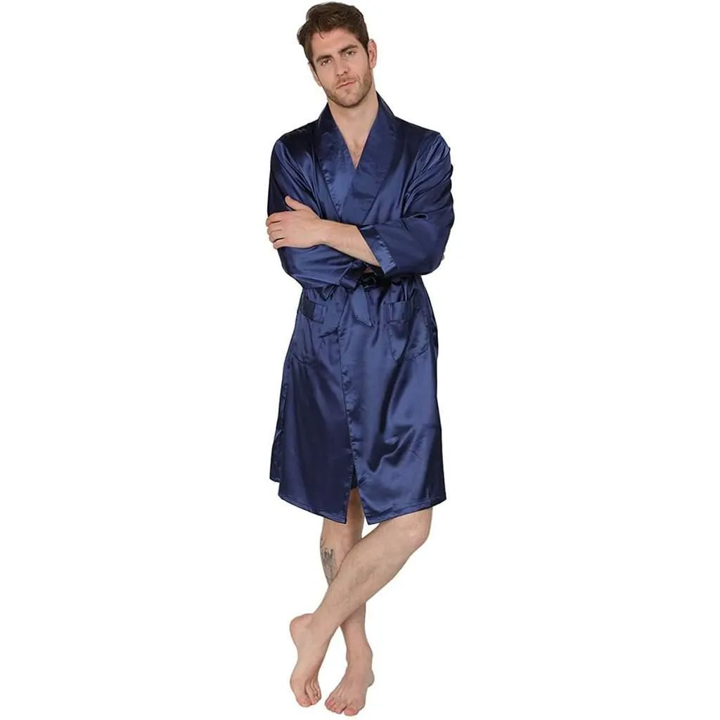 Men's Silk Kimono Robe Long Sleeve Silk Robe for Men