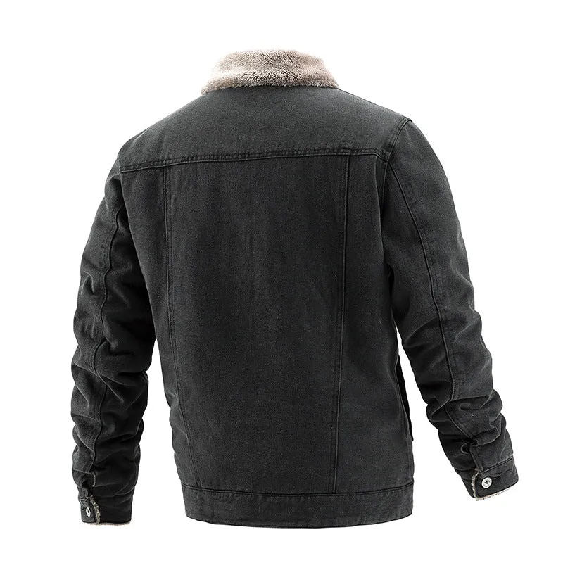 Men's Winter Fleece Denim Jacket