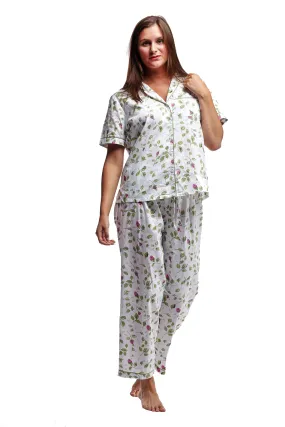 Mint Floral Print Plus Size Pajamas