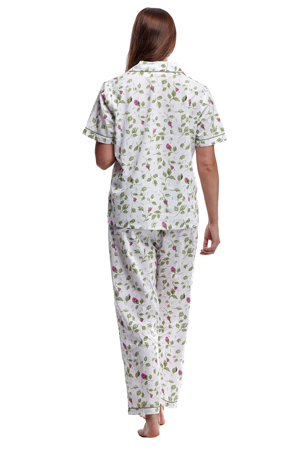 Mint Floral Print Plus Size Pajamas