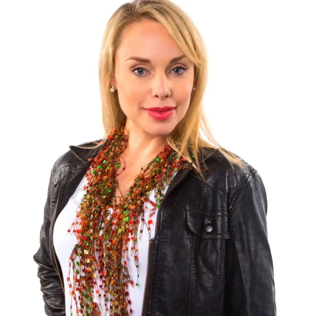 Orange Green Scarf Necklace