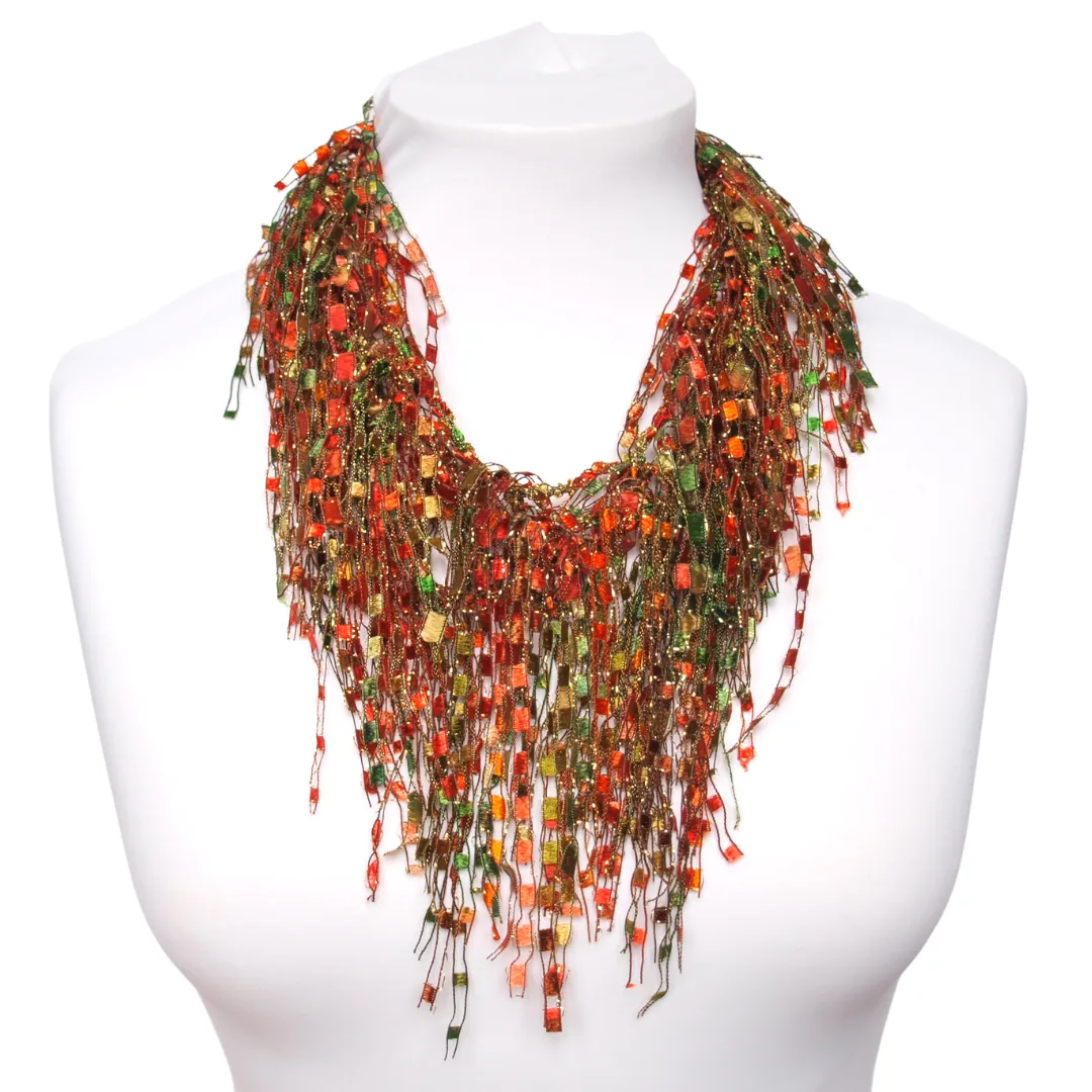 Orange Green Scarf Necklace