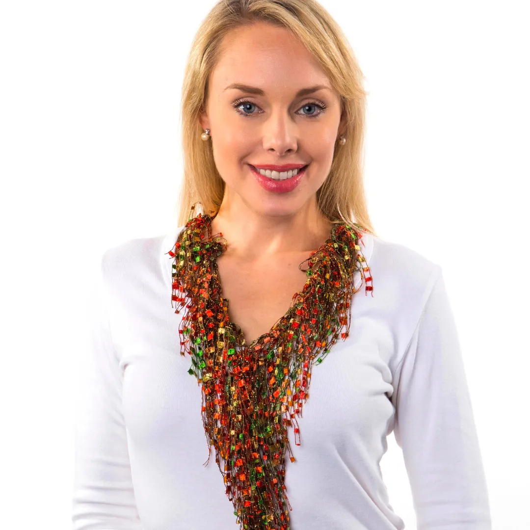 Orange Green Scarf Necklace