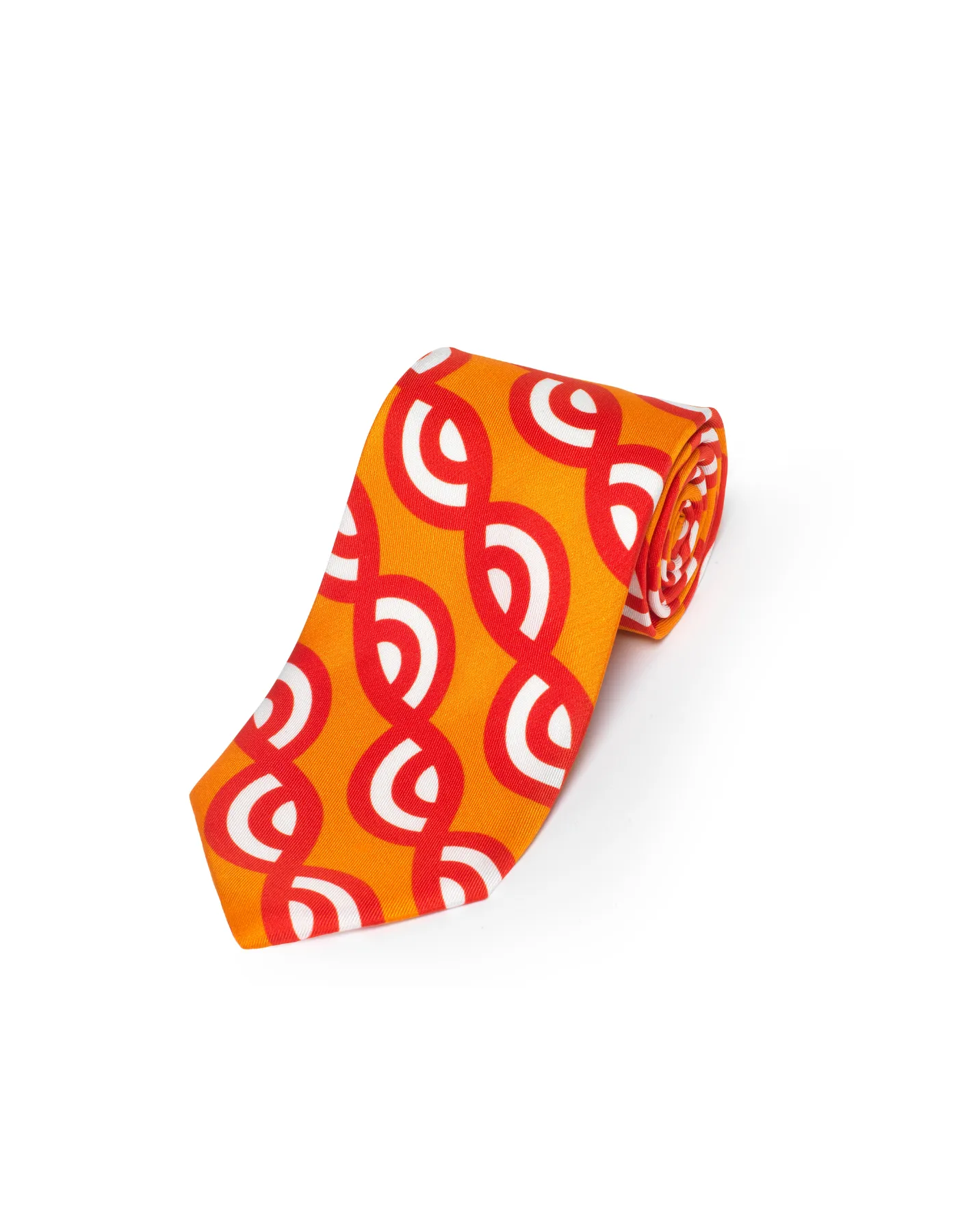 Orange Twister Printed Silk Twill Tie