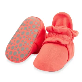 Organic Cotton Gripper Baby Bootie - Coral