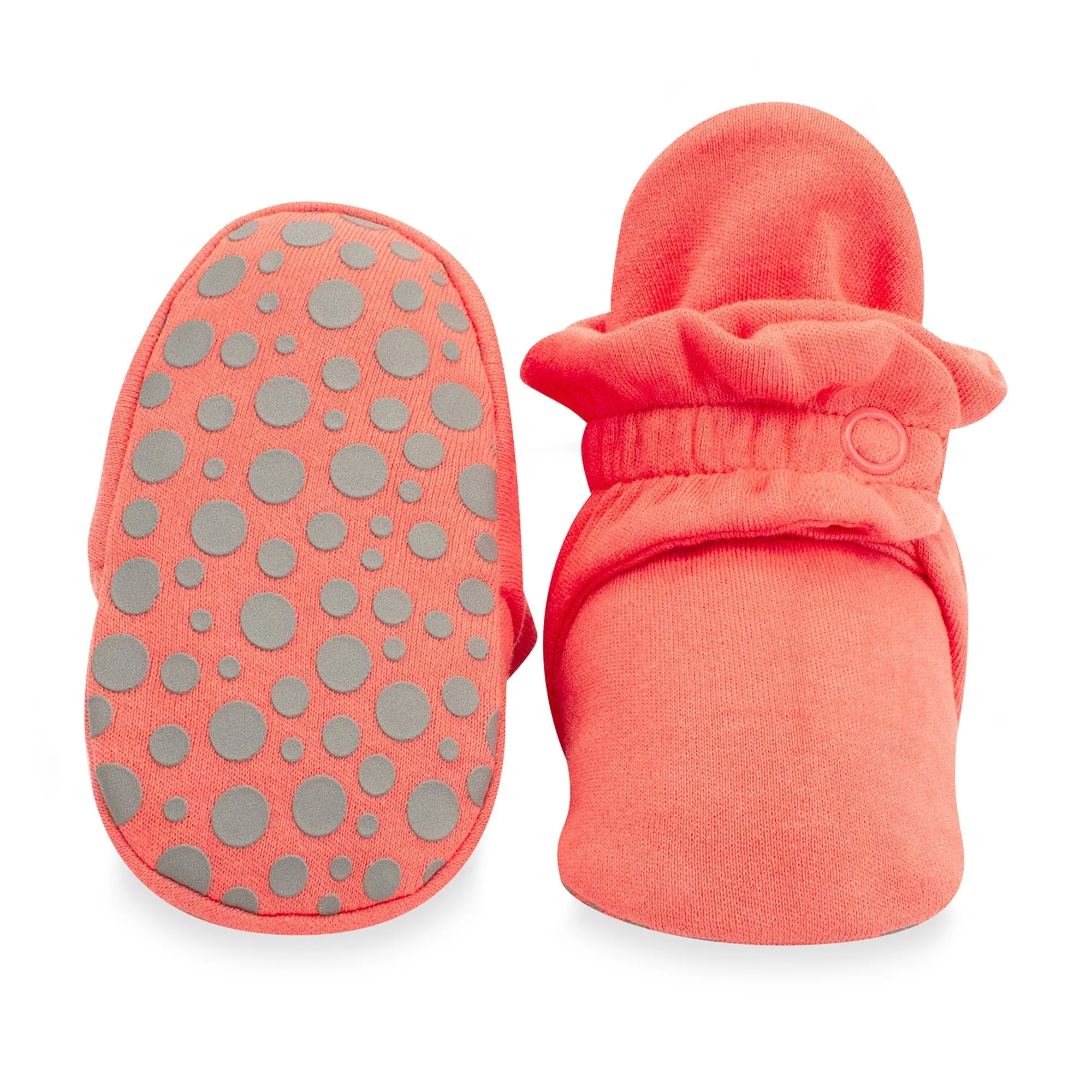 Organic Cotton Gripper Baby Bootie - Coral