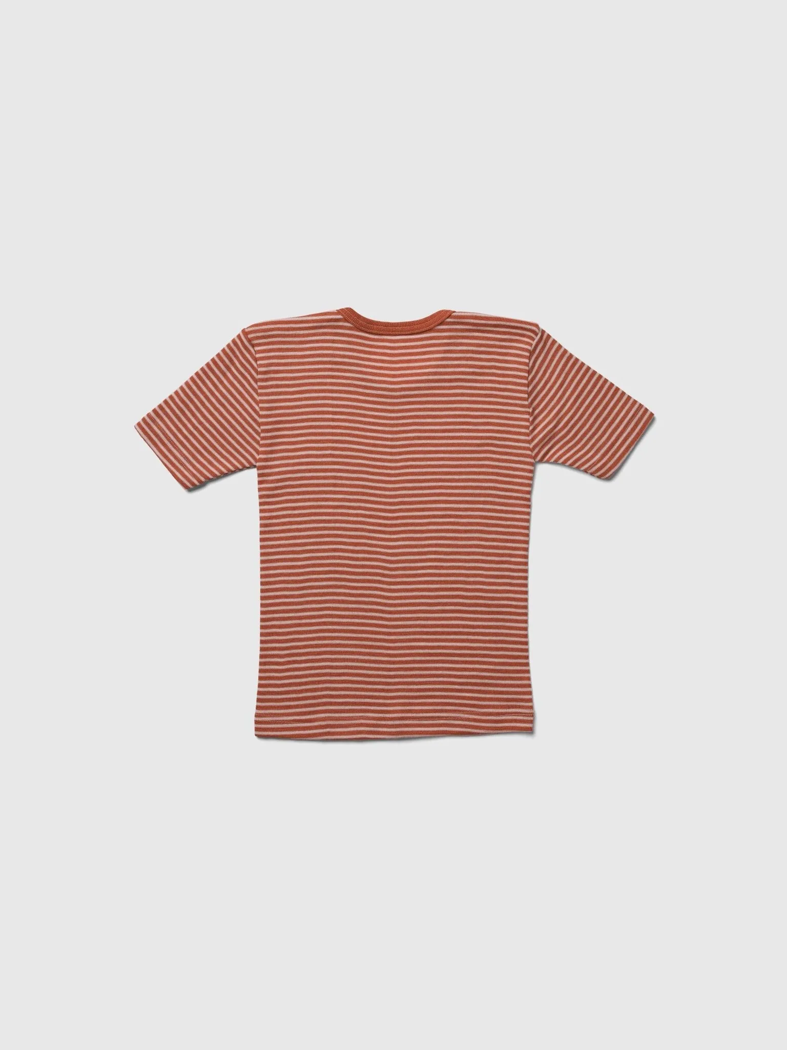 organic merino wool and silk kids t-shirt - orange/natural stripe