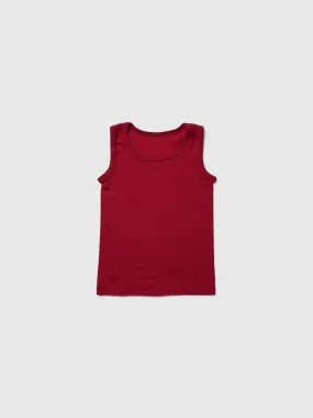 organic merino wool and silk kids tank - red