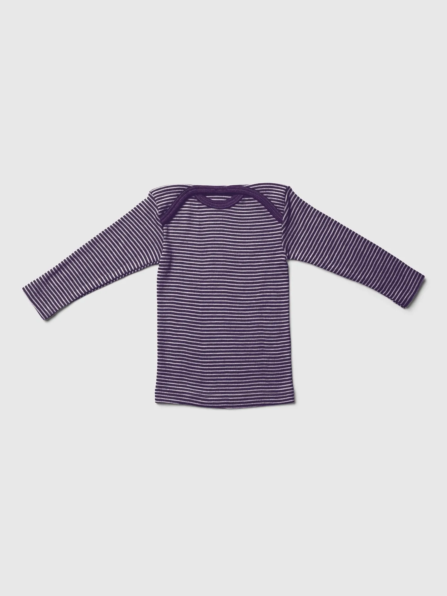 organic merino wool and silk shirt in purple/natural stripe - baby/toddler