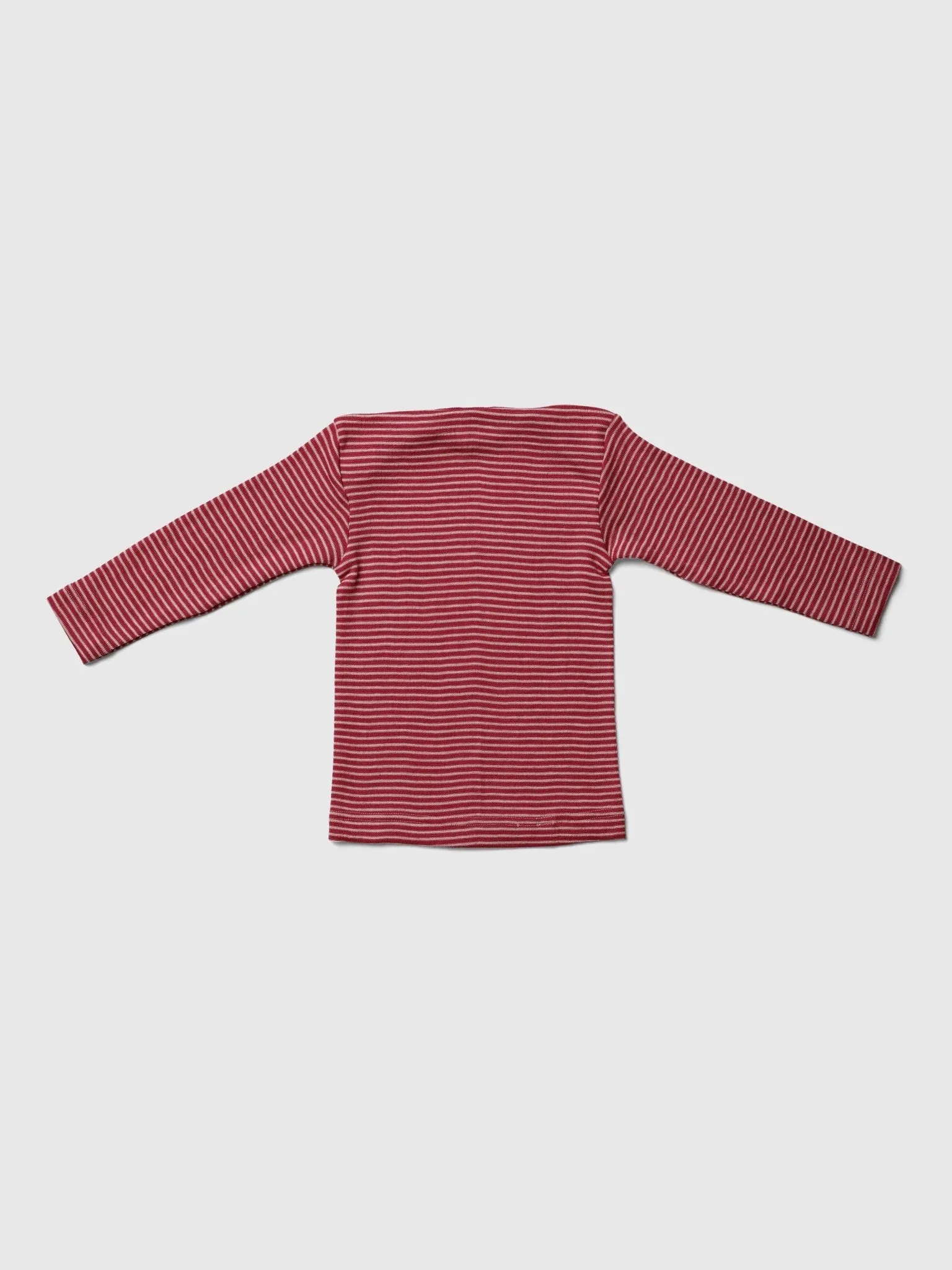 organic merino wool and silk shirt in red/natural stripe - baby/toddler