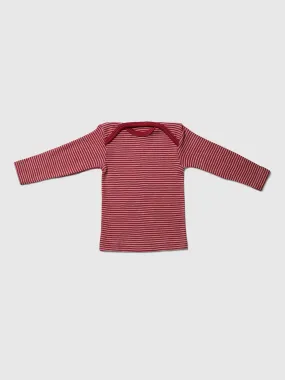 organic merino wool and silk shirt in red/natural stripe - baby/toddler