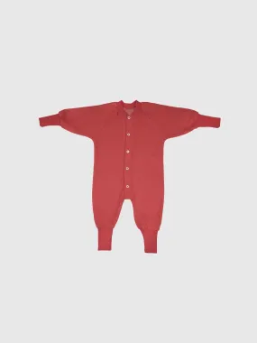 organic merino wool terry one piece pajama in red - baby/toddler