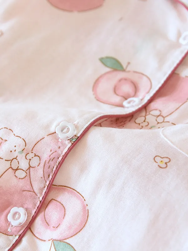 Peaches Print Cotton Pajama Set