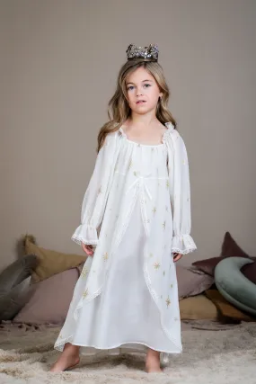 PENELOPE - GIRLS SILK NIGHTDRESS GOLDEN STARS