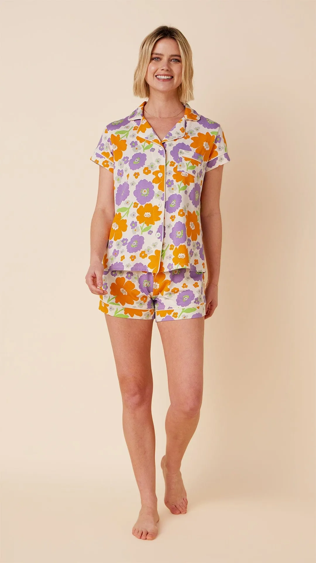 Popping Pansies Pima Knit Short Set