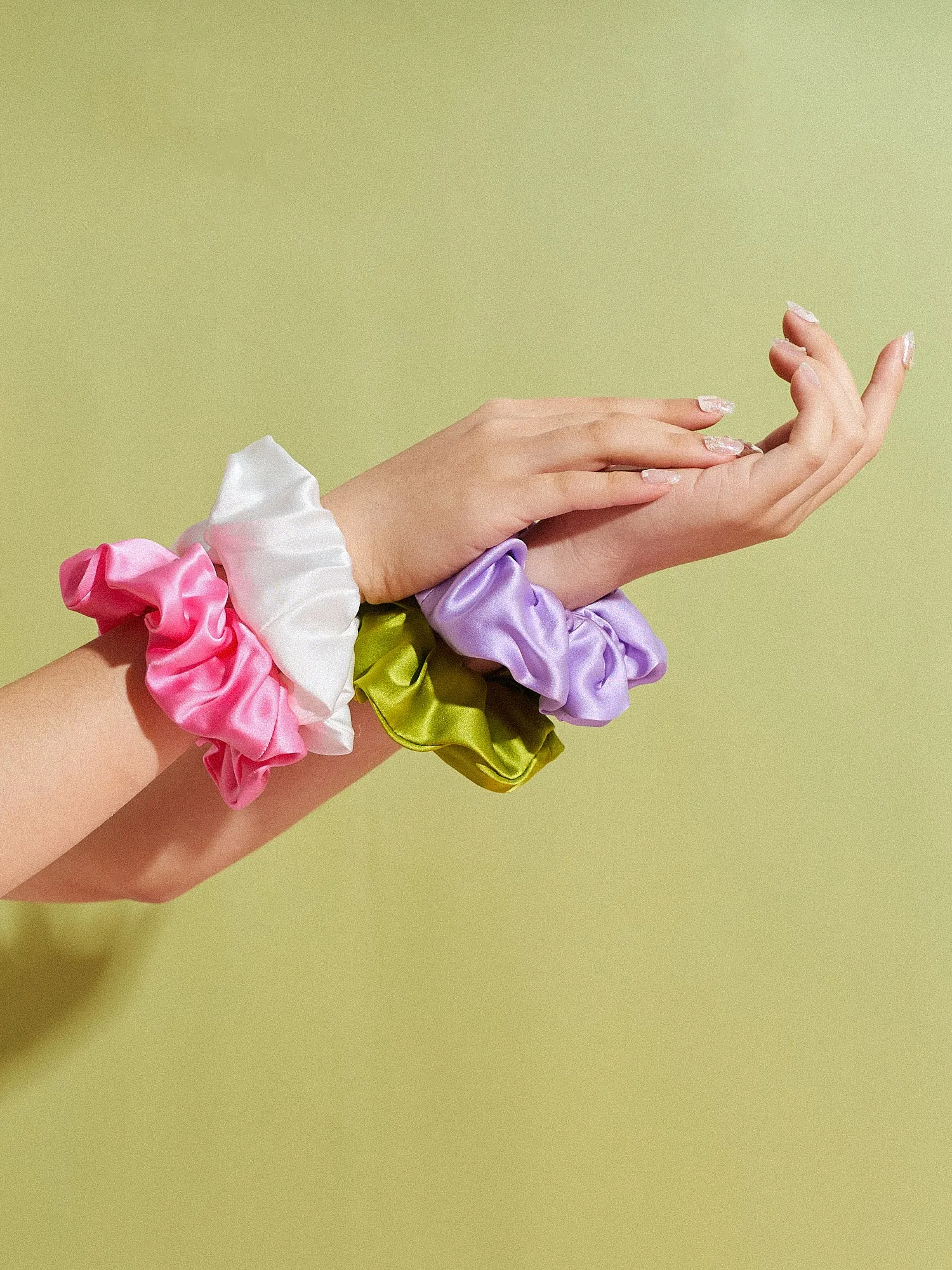 "Silken Hair" Silk Scrunchie Hair Tie - Pink