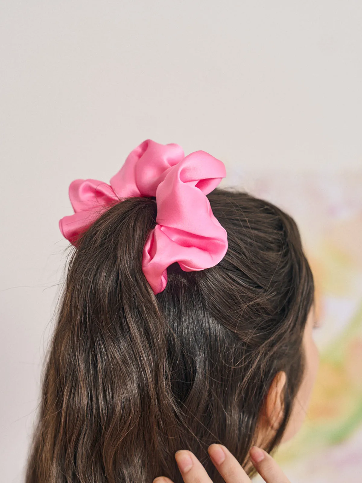 "Silken Hair" Silk Scrunchie Hair Tie - Pink