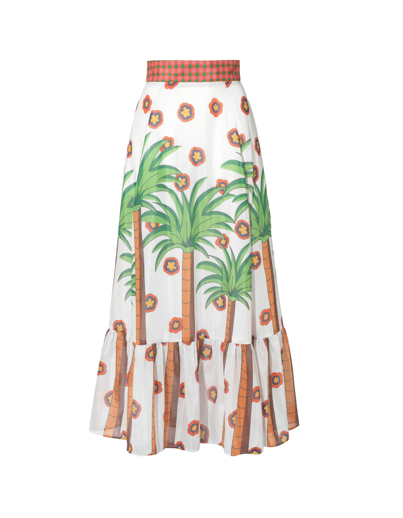 Rachel Skirt Silk Voile Palm Trees Print