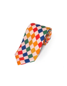 Rainbow Puzzle Printed Silk Twill Tie