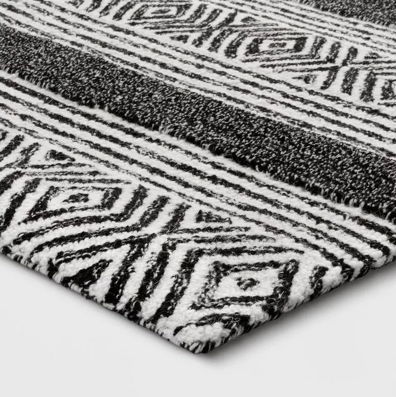 Ravinia Stripe Hand Tufted Rug Black/White