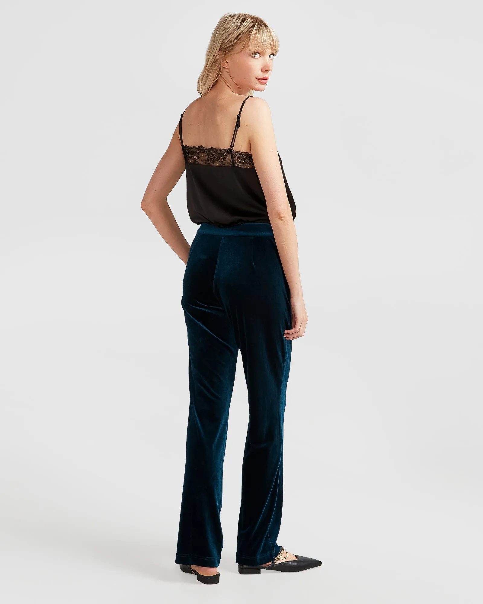 Reverie Velvet Pant - Dark Teal