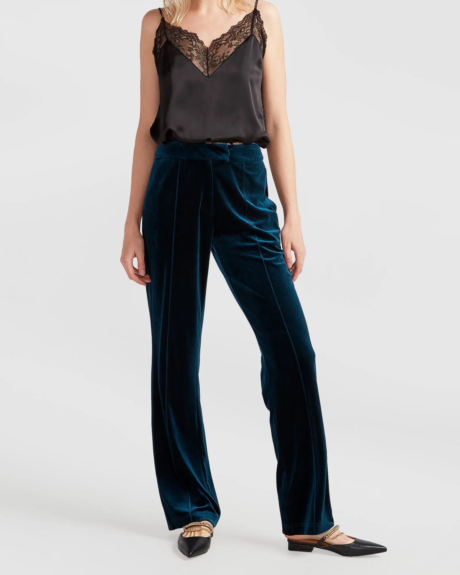 Reverie Velvet Pant - Dark Teal