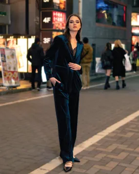 Reverie Velvet Pant - Dark Teal