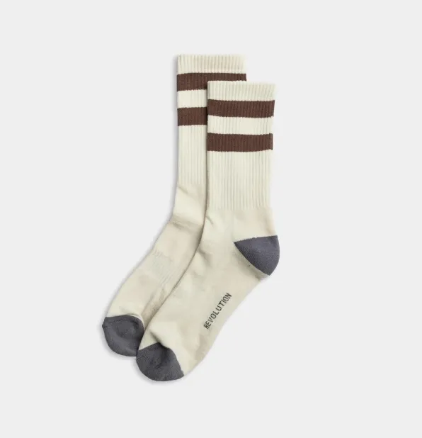 REVOLUTION - Jaquard Crew Sock / 8906 - White