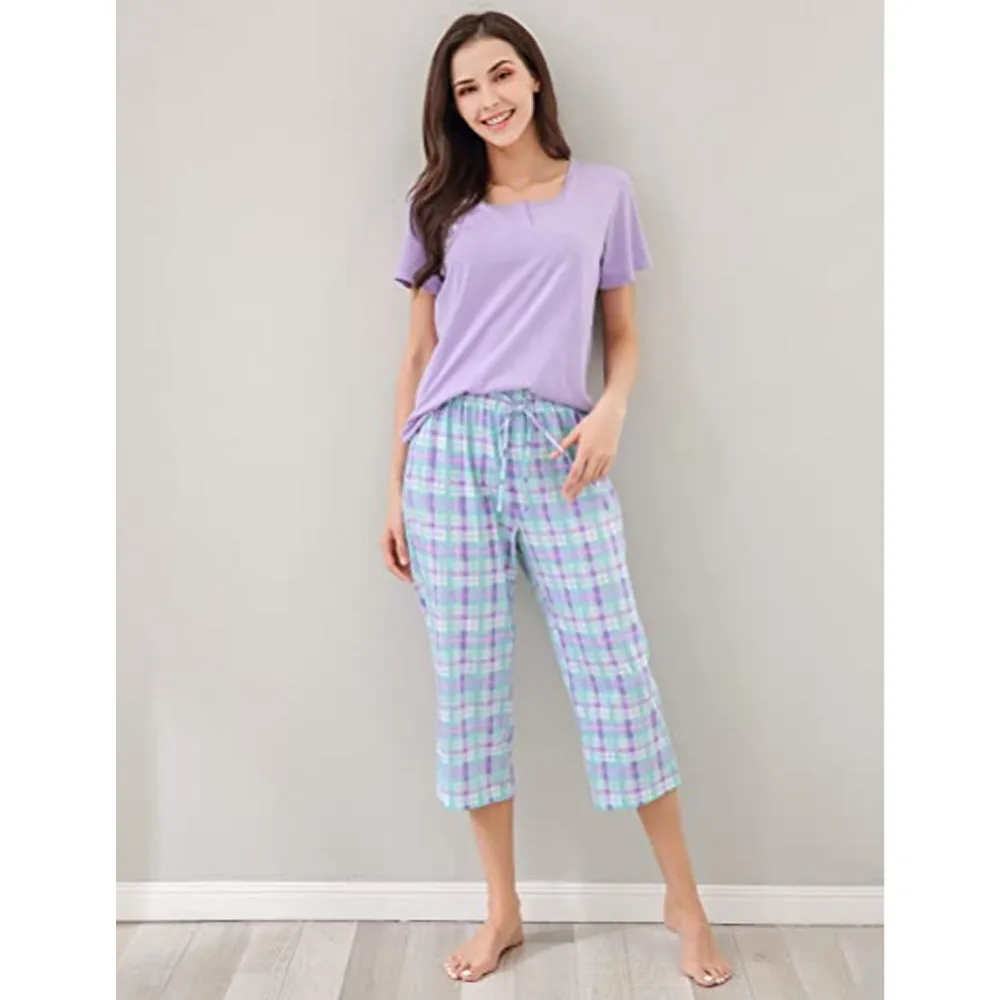 Richie House Ladies Cropped Pyjama Set CottonBlend Soft Women Loungewear RHW2865