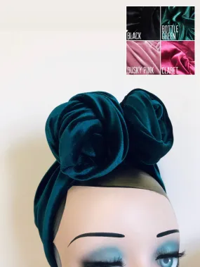 ROSE KNOT Velvet Pre-tied Stretchy Vintage Style Headband in 4 Colours (made to order)