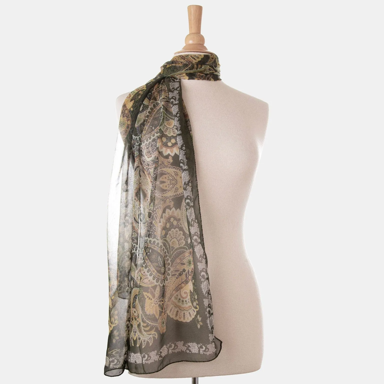 Samira - Long Sheer Silk Scarf - Bayberry