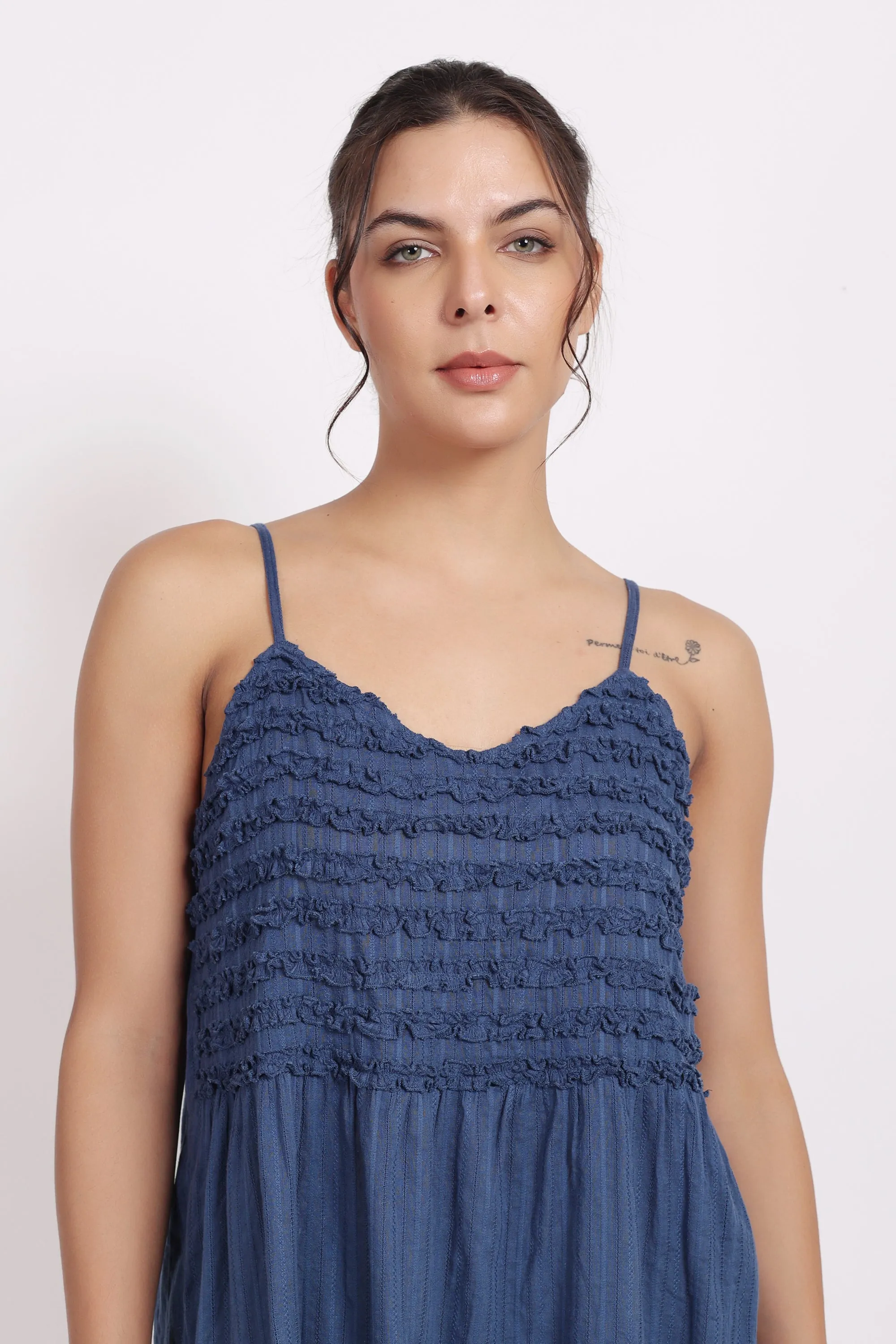 Self Stripe Frilly Nightie Ocean