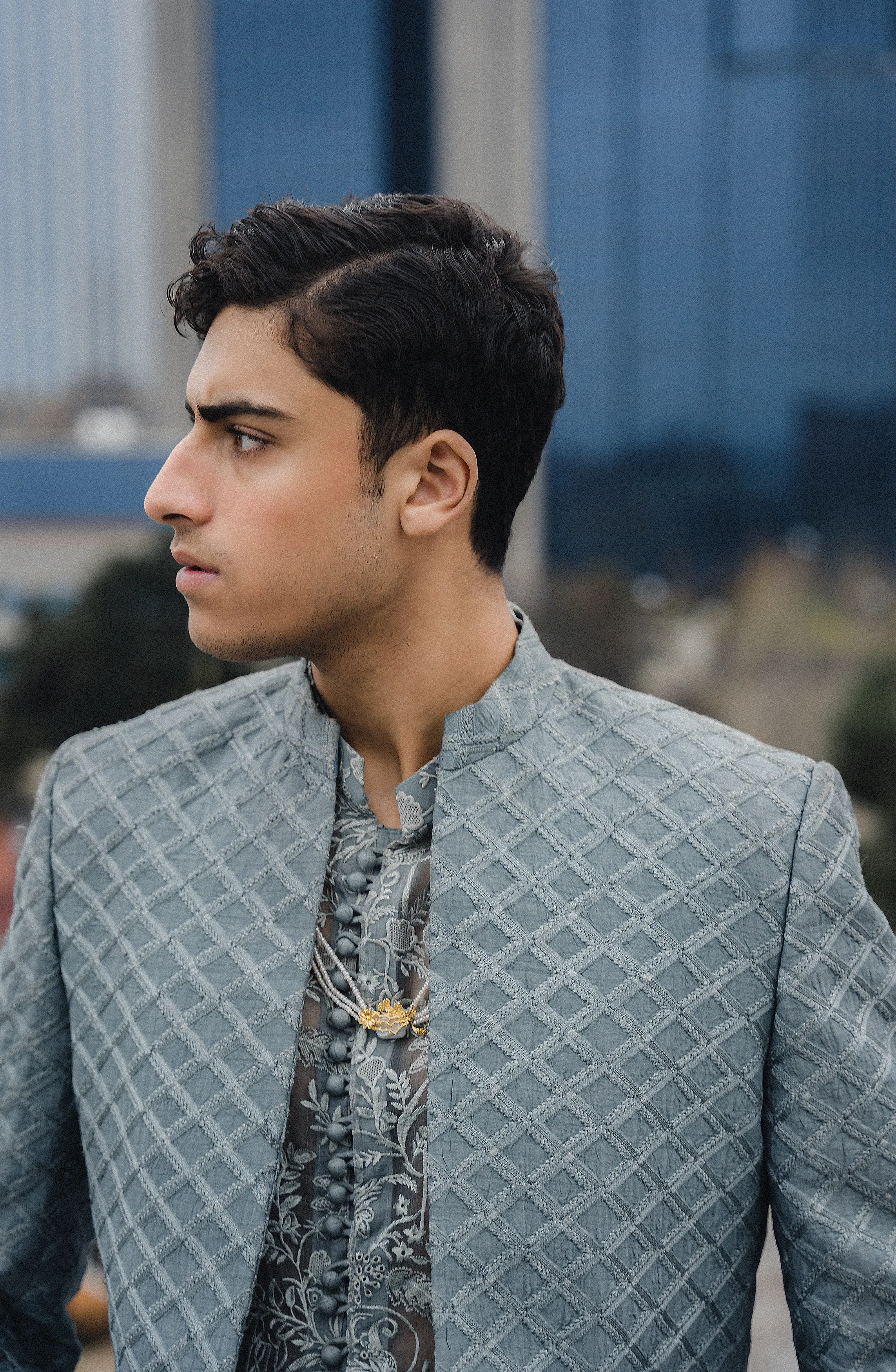 Self-Textured Prince Coat Paired with a Kurta and Straight Pants