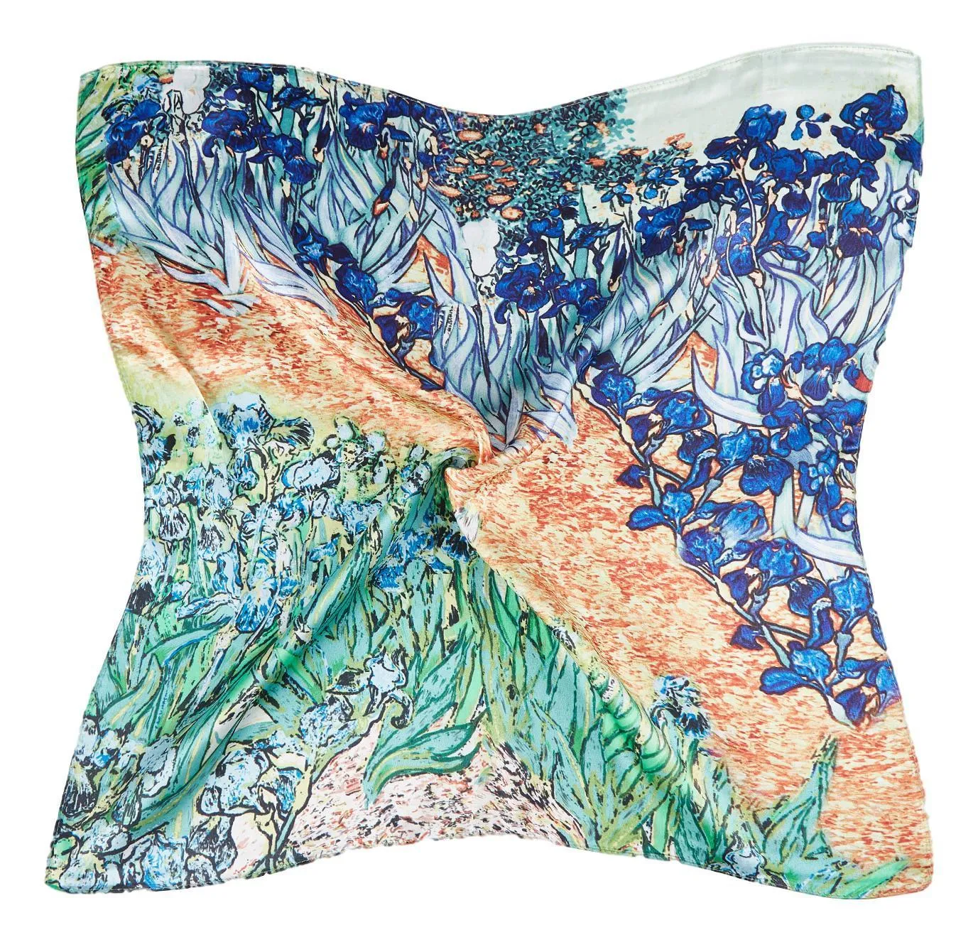 Silk Neckerchief Small Square Silk Scarf Blue Iris by Van Gogh XFJ402