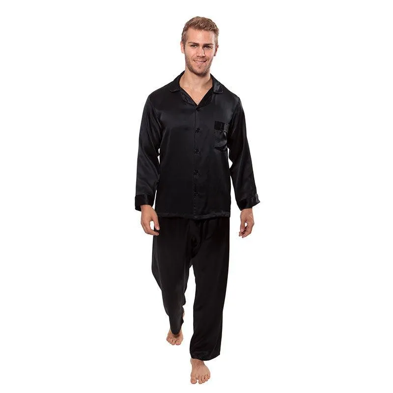 Silk Pajamas for Men 22 Momme Long Sleeve Lounge Soft Comfortable 100% Real Silk Pajamas Set