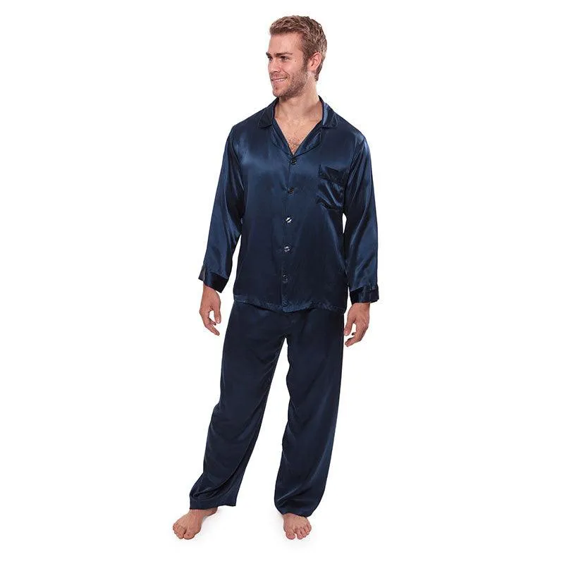 Silk Pajamas for Men 22 Momme Long Sleeve Lounge Soft Comfortable 100% Real Silk Pajamas Set