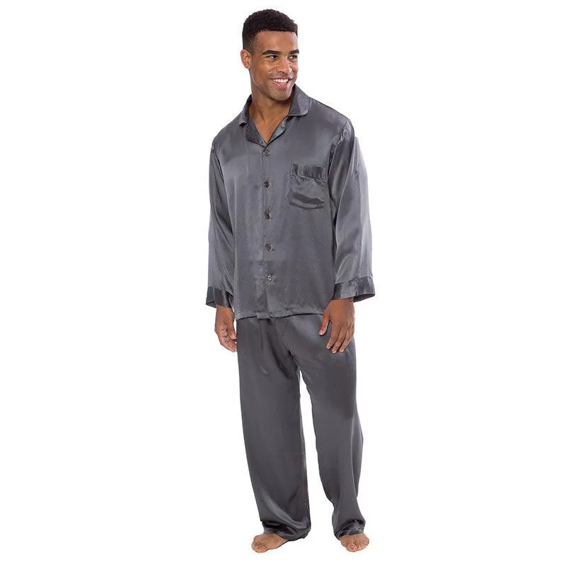 Silk Pajamas for Men 22 Momme Long Sleeve Lounge Soft Comfortable 100% Real Silk Pajamas Set