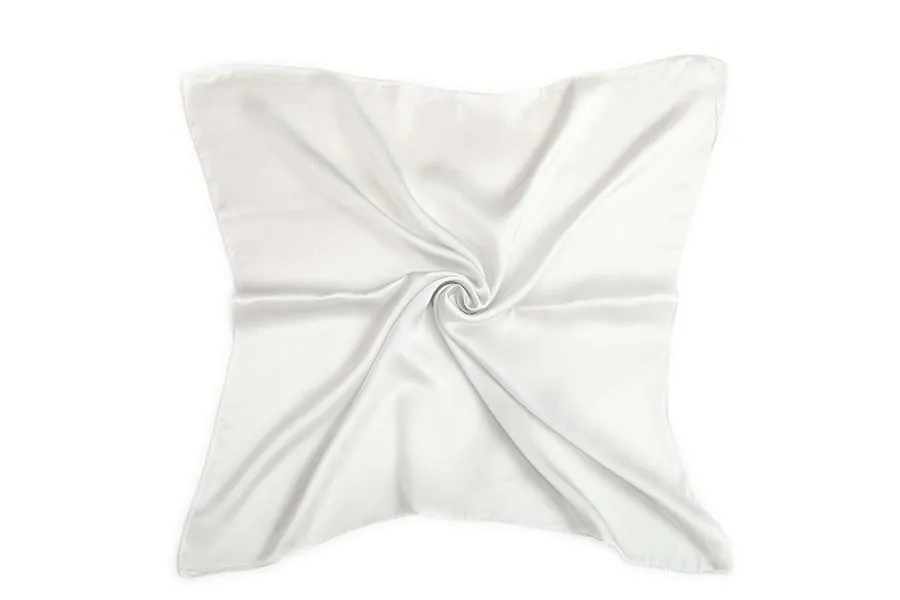 Small Square Silk Satin Scarf Plain Ivory Color XFJ306