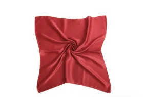 Small Square Silk Satin Scarf Plain Red Color XFJ307