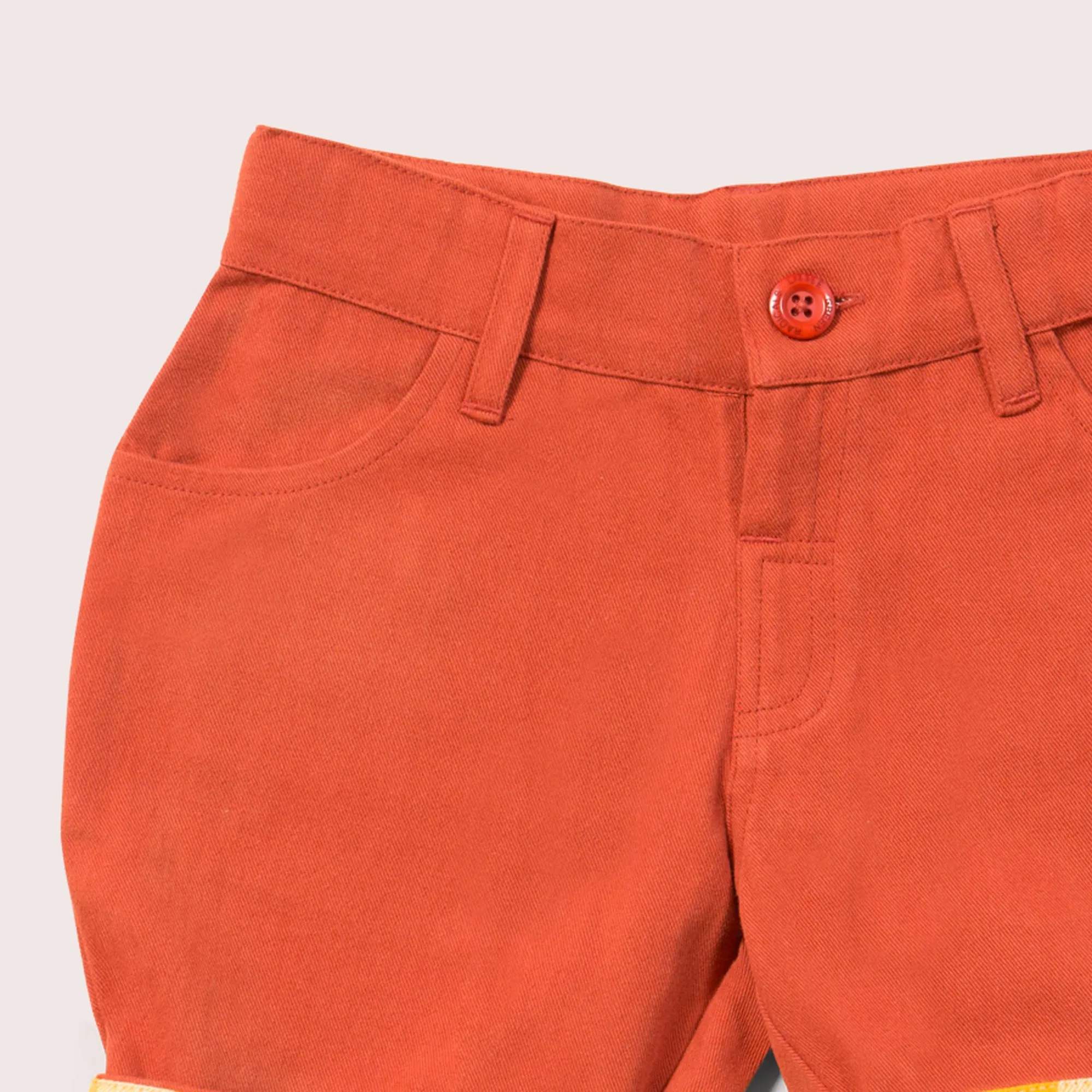 Soft Red Twill Turn Up Sunshine Shorts